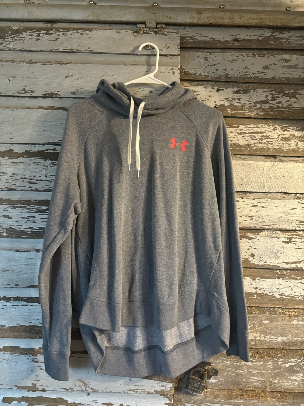Under Armour Gray Pullover Hoodie with Red Logo
